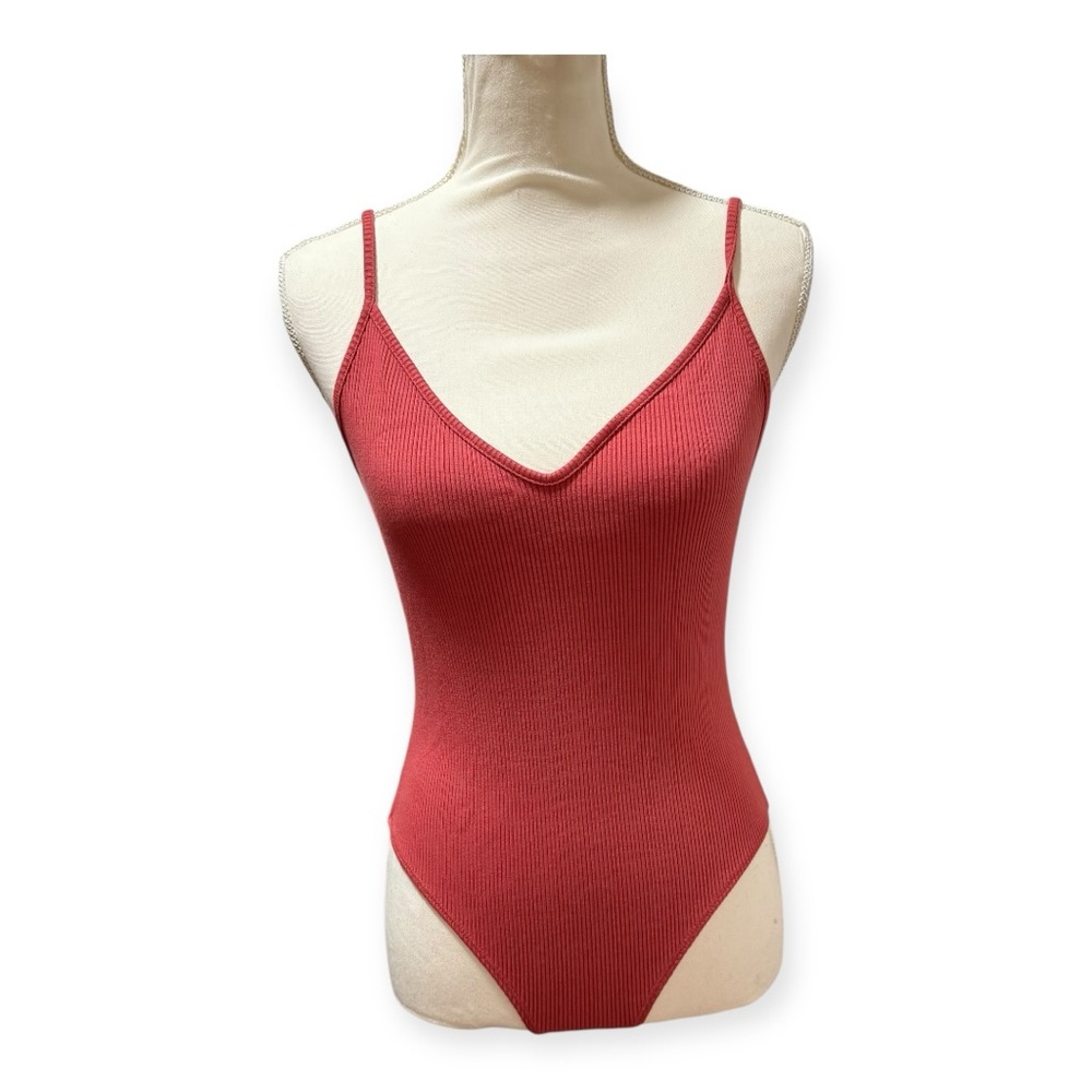 Lulu's Red Ribbed‎ Bodysuit